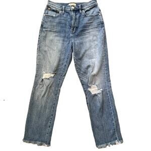 Madewell The Perfect Vintage Jean Distressed Blue Raw Hem Cropped Women's 28